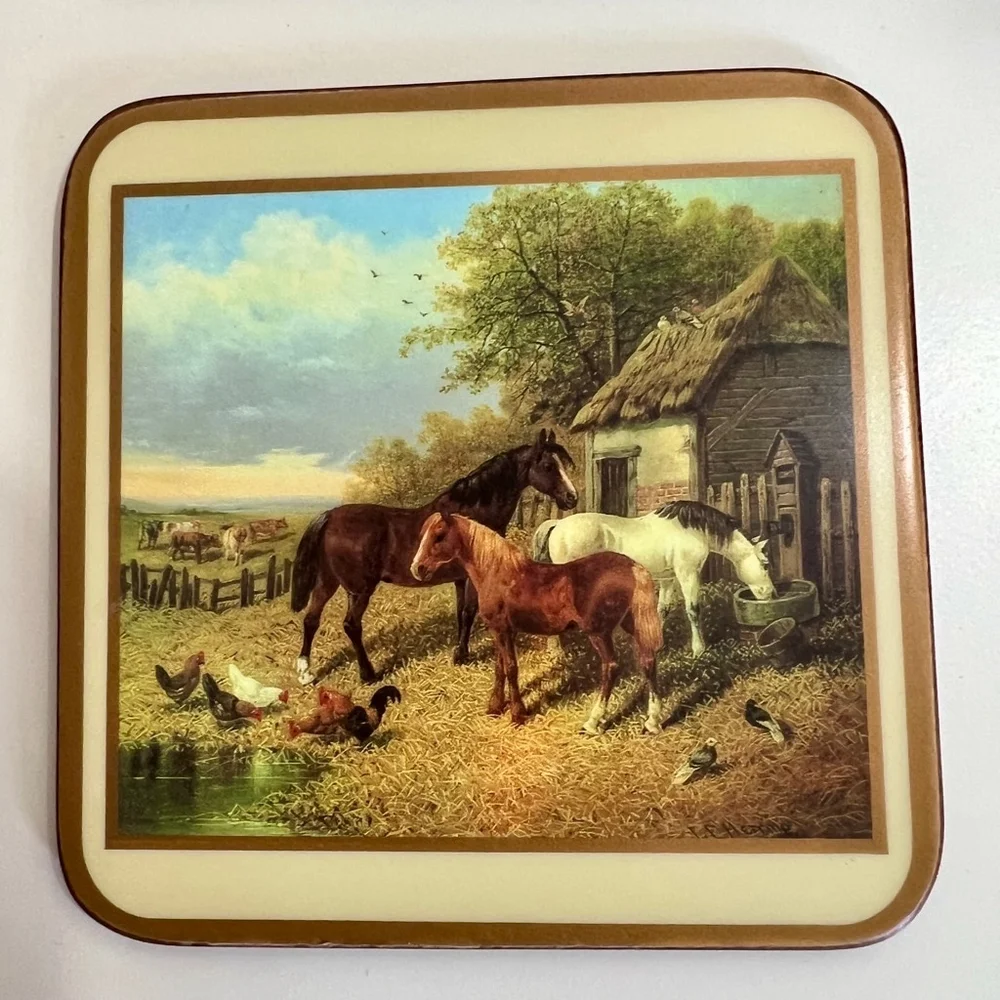 Vintage Pimpernel Coasters, 6pcs, Horses, Beige‎